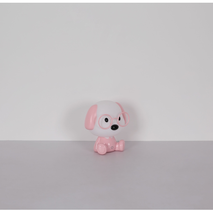 Globo 21761P - Luz nocturna infantil LED recargable y regulable PUPPY 1 W/5 V 500 mAh rosa